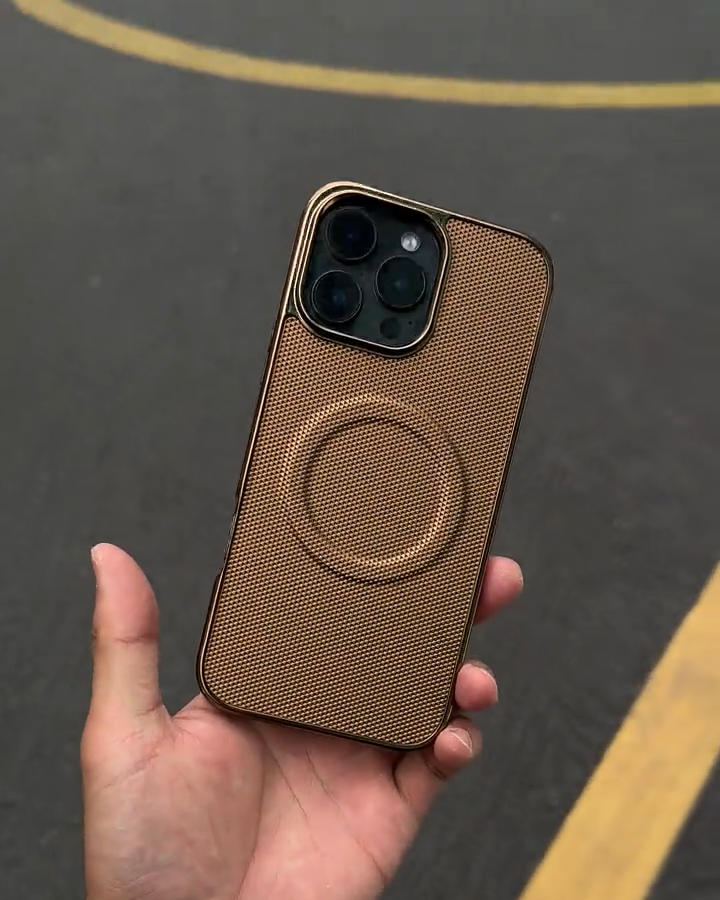 商務磁吸皮紋電鍍手機殼